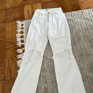 Full length high rise White Zara denim jeans